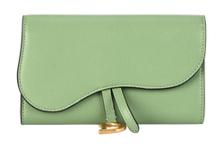 Christian Dior Saddle Long Wallet, Leather, Green, 46MA0222, DB, 3*